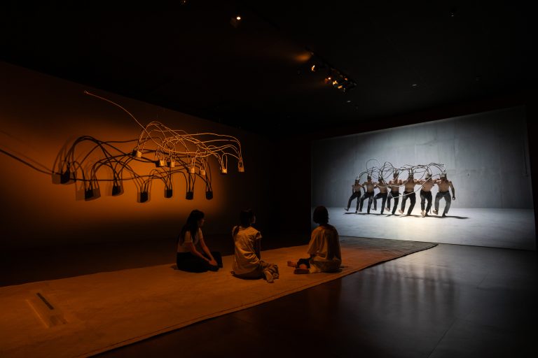 Installation view of ‘Yee I-Lann: Mansau-Ansau’ at SAM at Tanjong Pagar Distripark. Image courtesy of Singapore Art Museum.